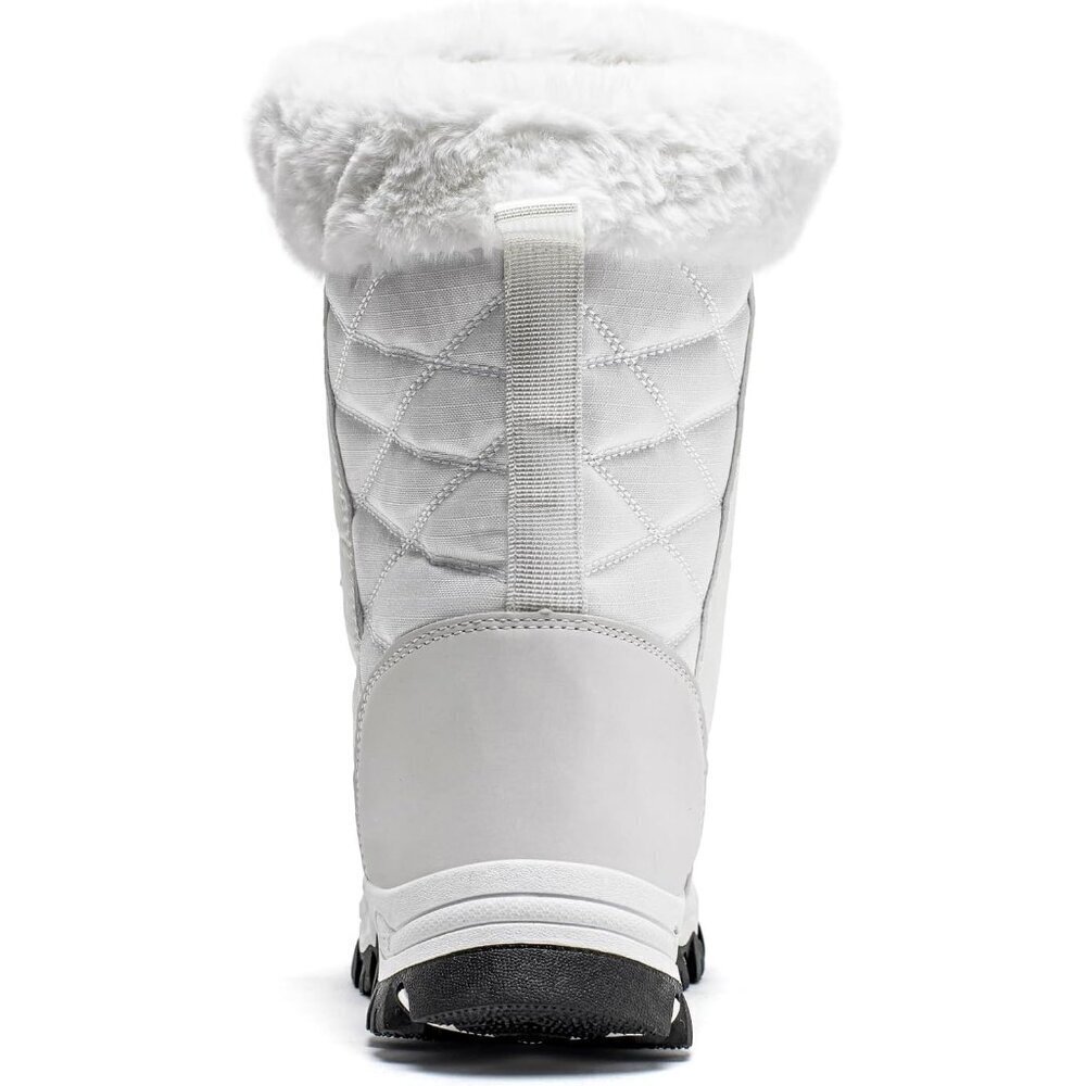 HOBIBEAR Women Waterproof Winter Snow Boots White Fur Lined Insulated Warm Shoes - Picture 4 of 6